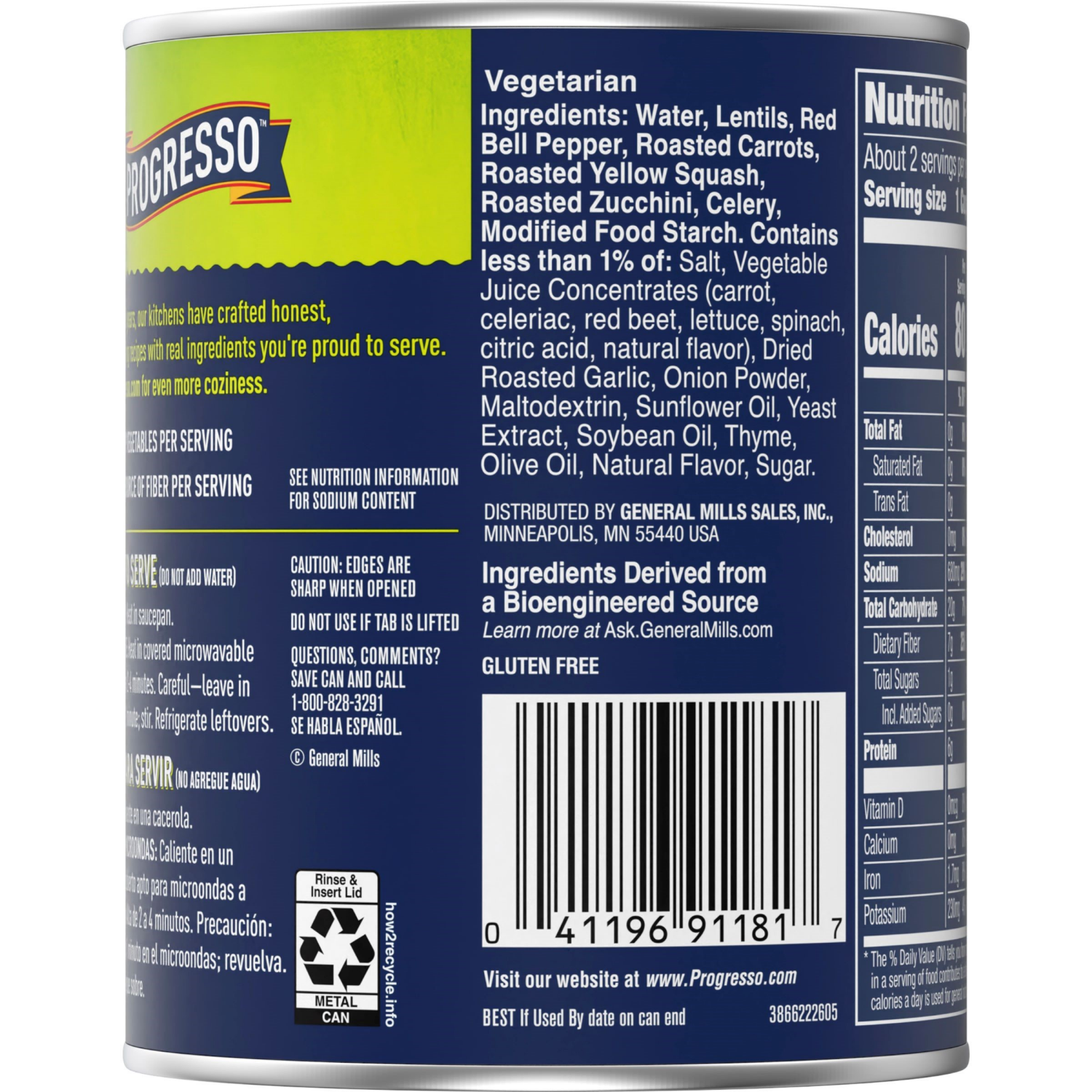 slide 2 of 4, Progresso Vegetable Classics, Lentil With Roasted Vegetables Canned Soup, Gluten Free, 19 oz., 19 oz