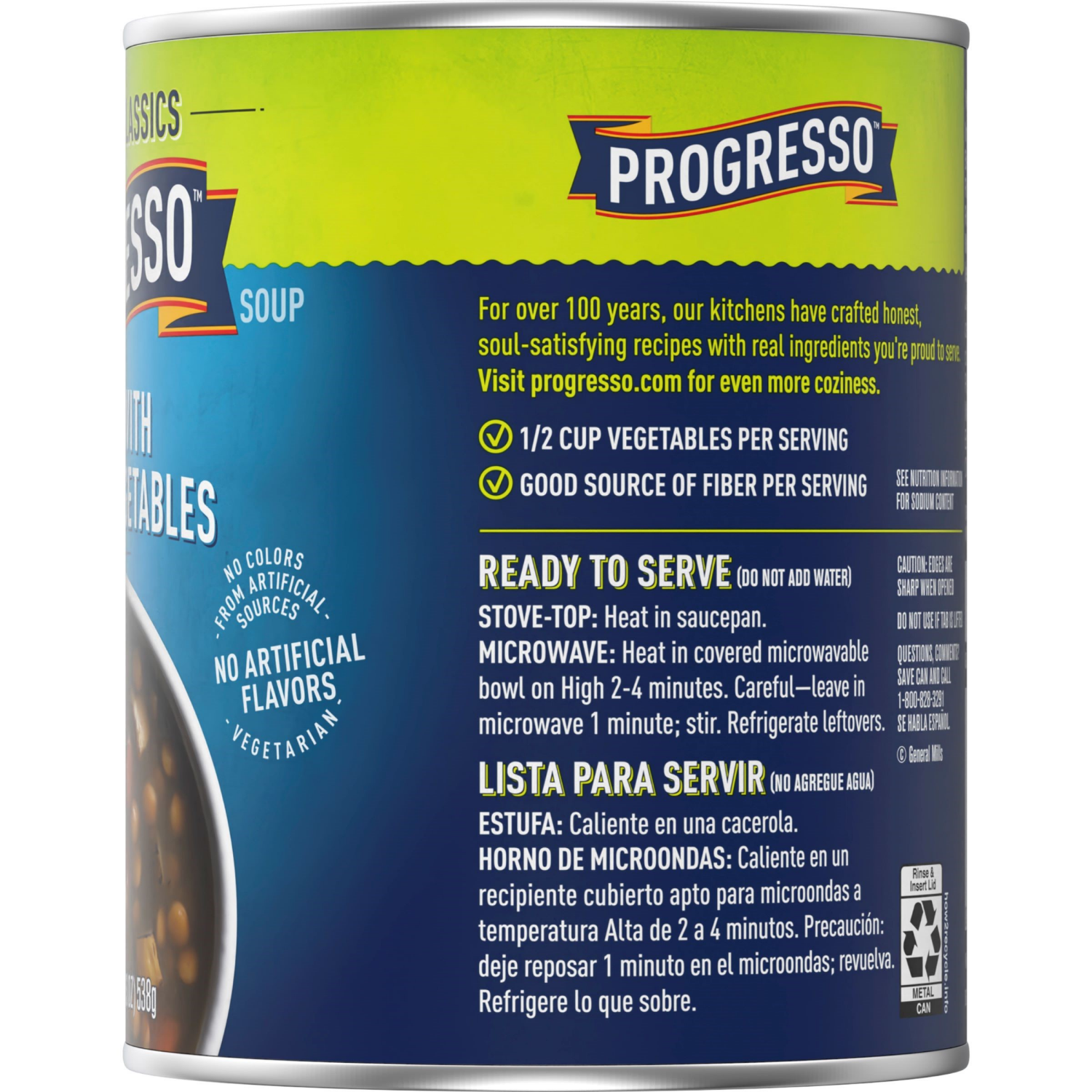 slide 4 of 4, Progresso Vegetable Classics, Lentil With Roasted Vegetables Canned Soup, Gluten Free, 19 oz., 19 oz