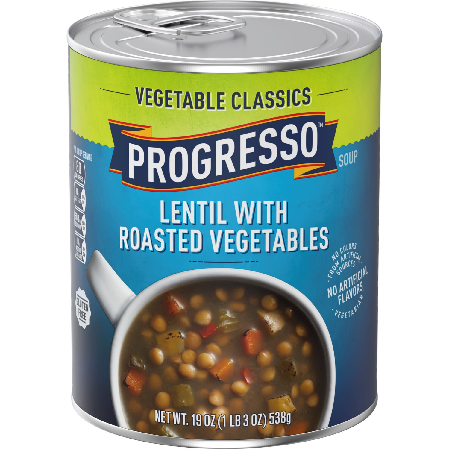 slide 1 of 4, Progresso Vegetable Classics, Lentil With Roasted Vegetables Canned Soup, Gluten Free, 19 oz., 19 oz