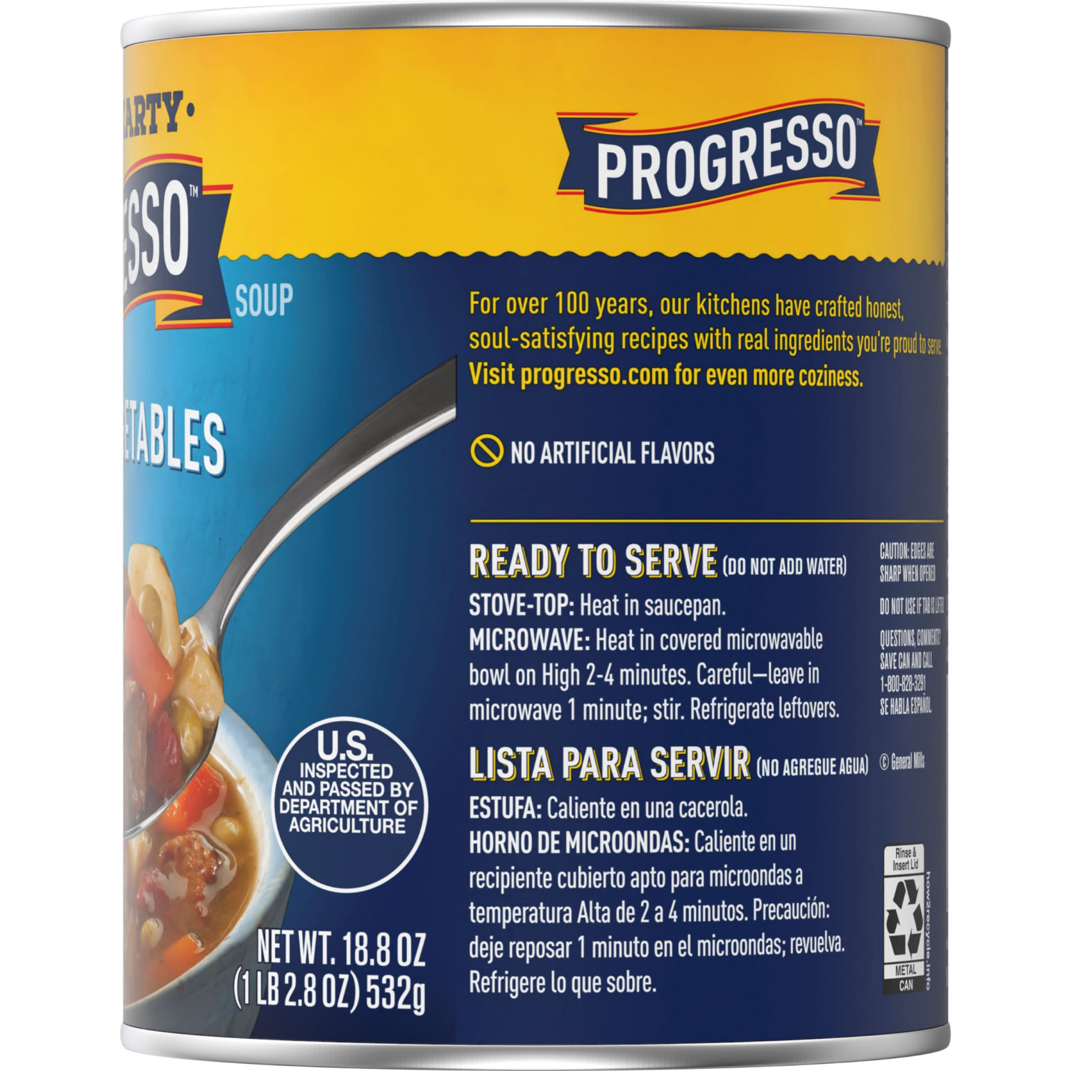 slide 4 of 4, Progresso Rich & Hearty, Steak & Vegetables Canned Soup, Gluten Free, 18.8 oz., 18.8 oz