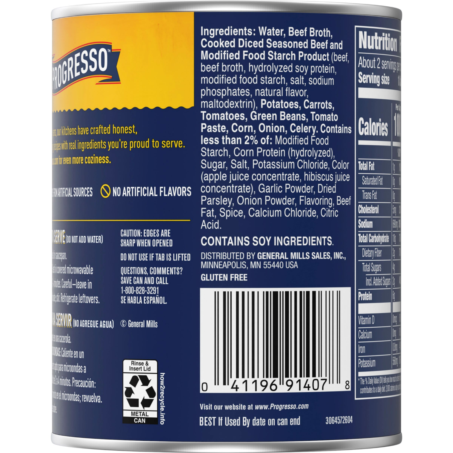 slide 2 of 4, Progresso Rich & Hearty, Slow Cooked Vegetable Beef Canned Soup, Gluten Free, 19 oz., 19 oz