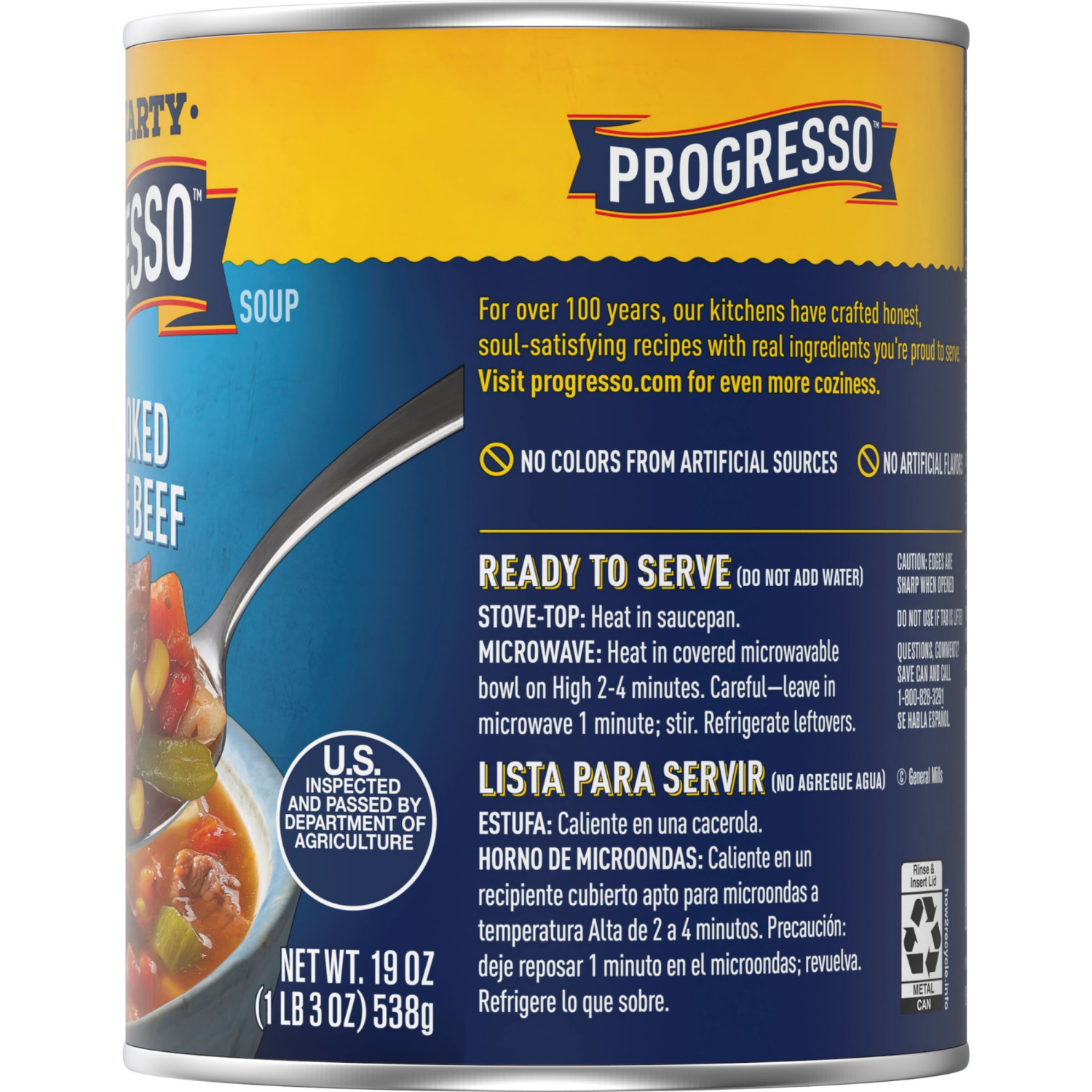 slide 4 of 4, Progresso Rich & Hearty, Slow Cooked Vegetable Beef Canned Soup, Gluten Free, 19 oz., 19 oz