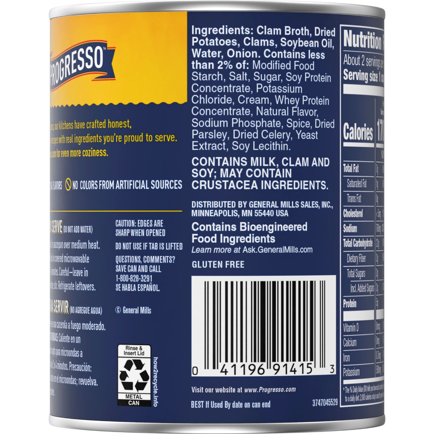 slide 2 of 4, Progresso New England Clam Chowder Soup, Rich & Hearty Canned Soup, Gluten Free, 18.5 oz, 18.5 oz