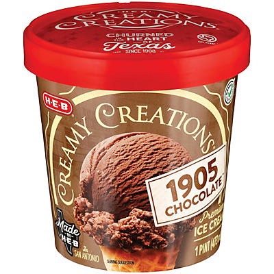 slide 1 of 1, H-E-B Creamy Creations 1905 Homemade Chocolate Ice Cream, 16 oz