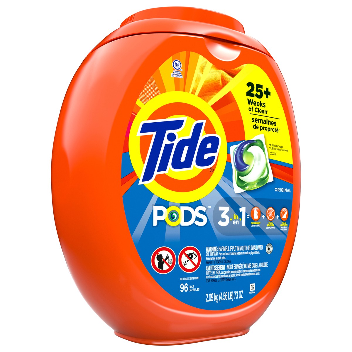 slide 4 of 8, Tide PODS Liquid Laundry Detergent Soap Pacs, HE Compatible, 96 Count, Powerful 3-in-1 Clean in one Step, Original Scent, 96 ct