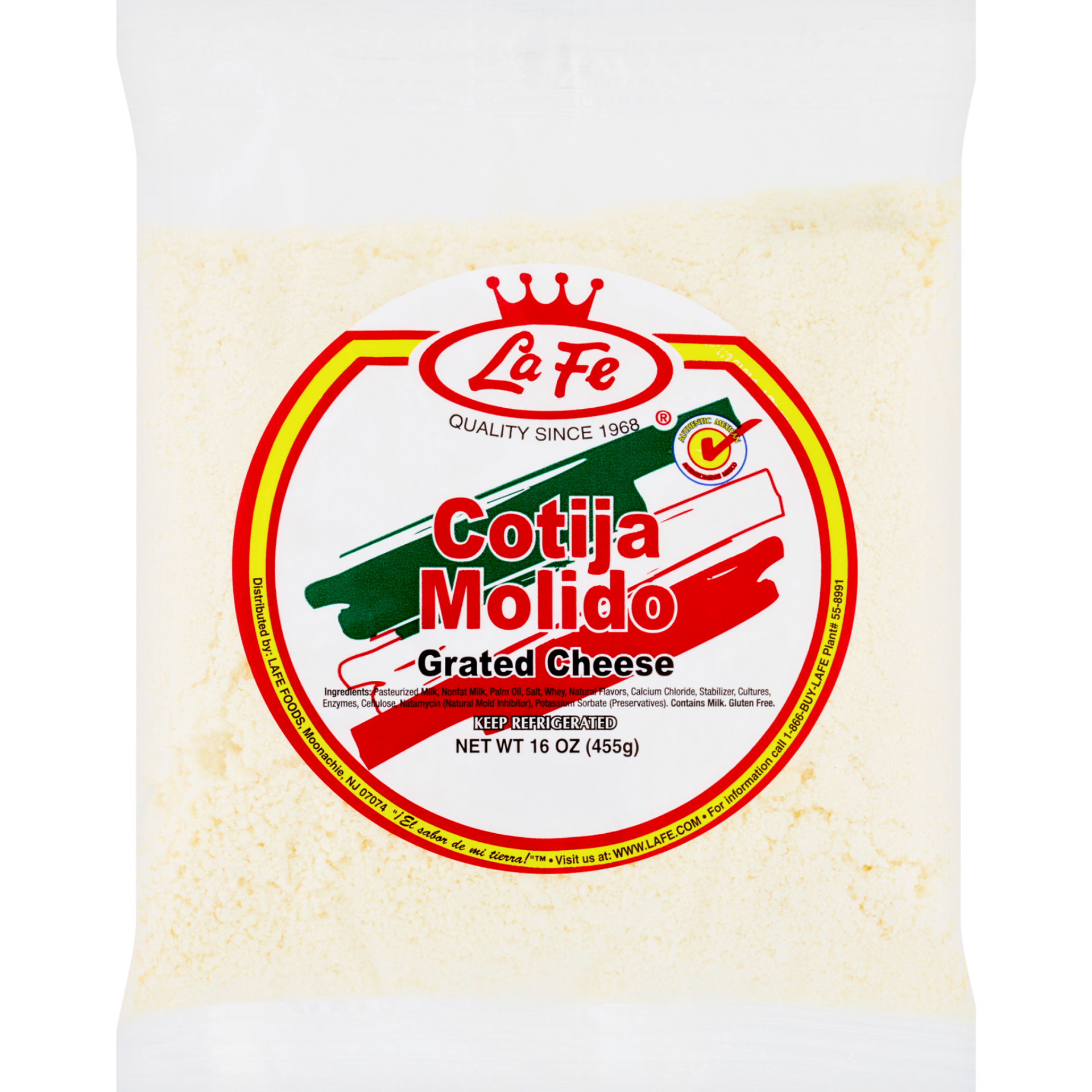 slide 1 of 1, La Fe Grated Cheese, 16 oz