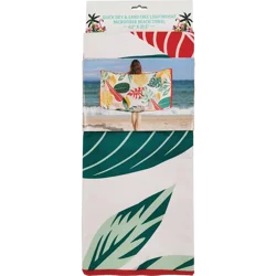 Creative Home Leafy Pattern Printed Microfiber Beach Towel, 31.5 X 63 In