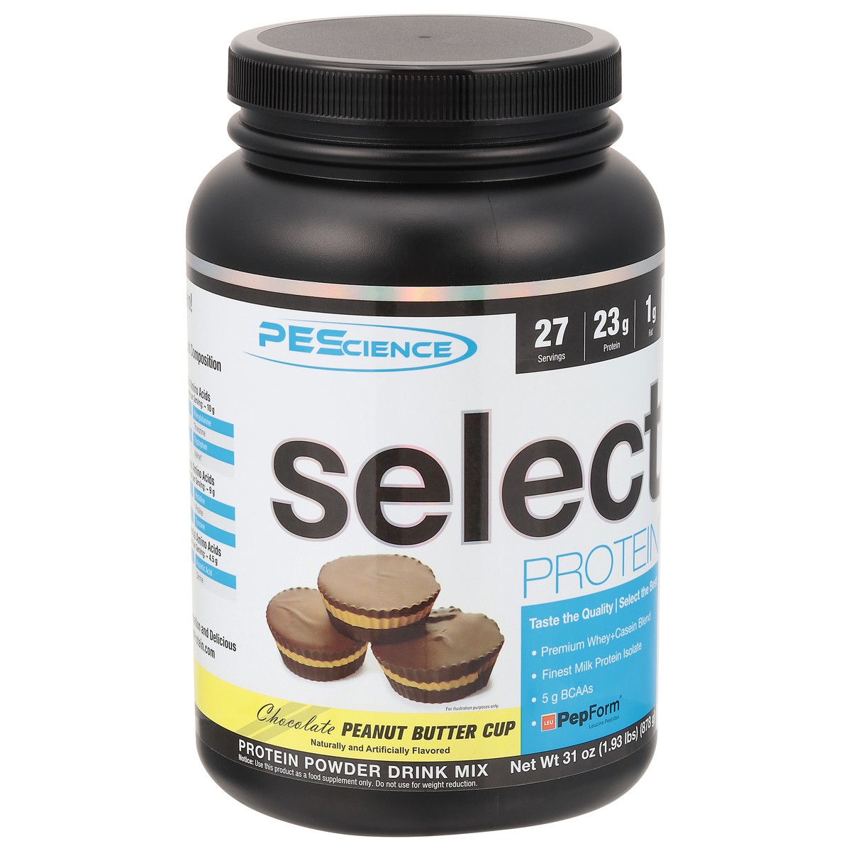 slide 4 of 9, PEScience Select Protein Chocolate Peanut Butter Cup Protein Powder Drink Mix 31 oz, 31 oz
