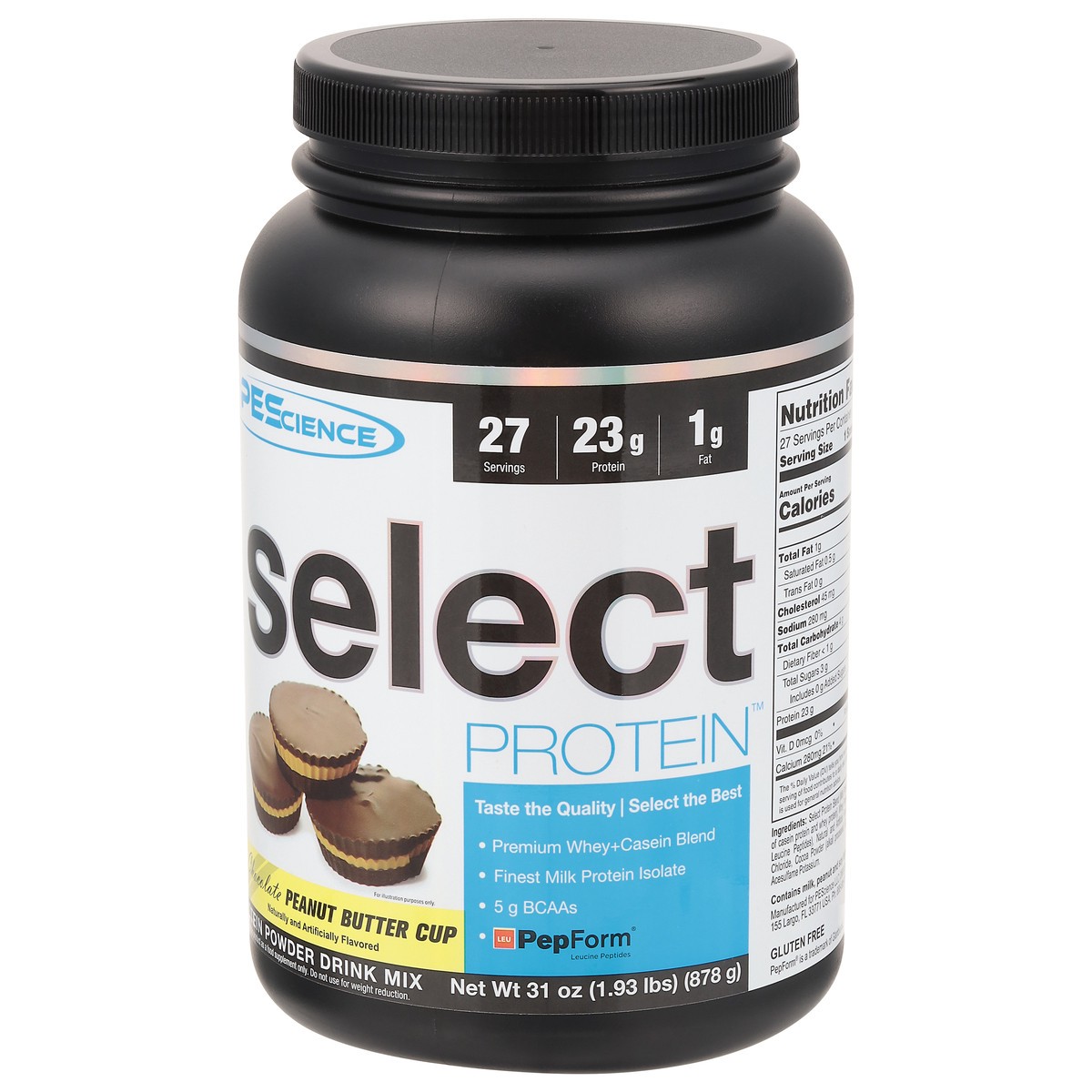 slide 7 of 9, PEScience Select Protein Chocolate Peanut Butter Cup Protein Powder Drink Mix 31 oz, 31 oz