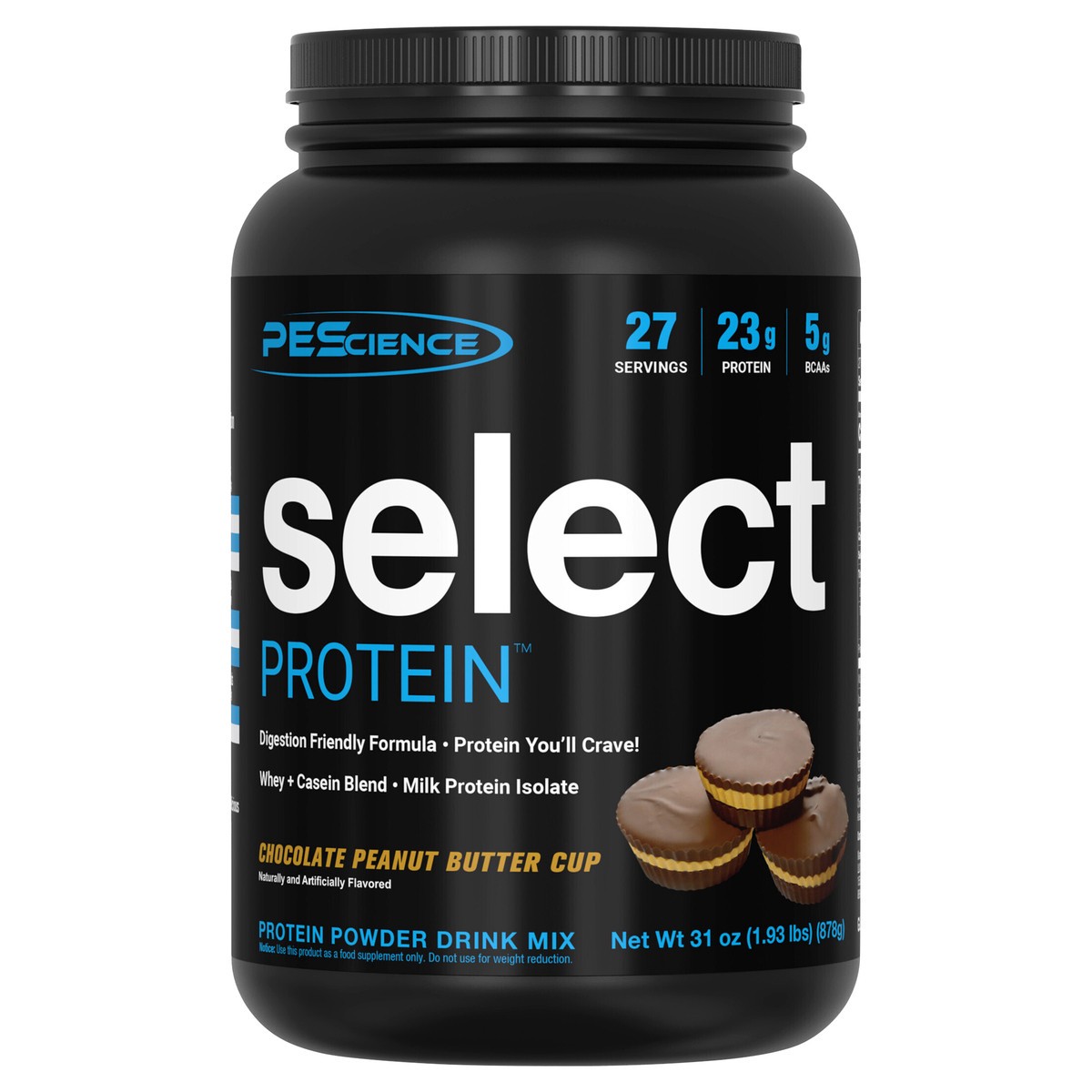 slide 1 of 9, PEScience Select Protein Chocolate Peanut Butter Cup Protein Powder Drink Mix 31 oz, 31 oz
