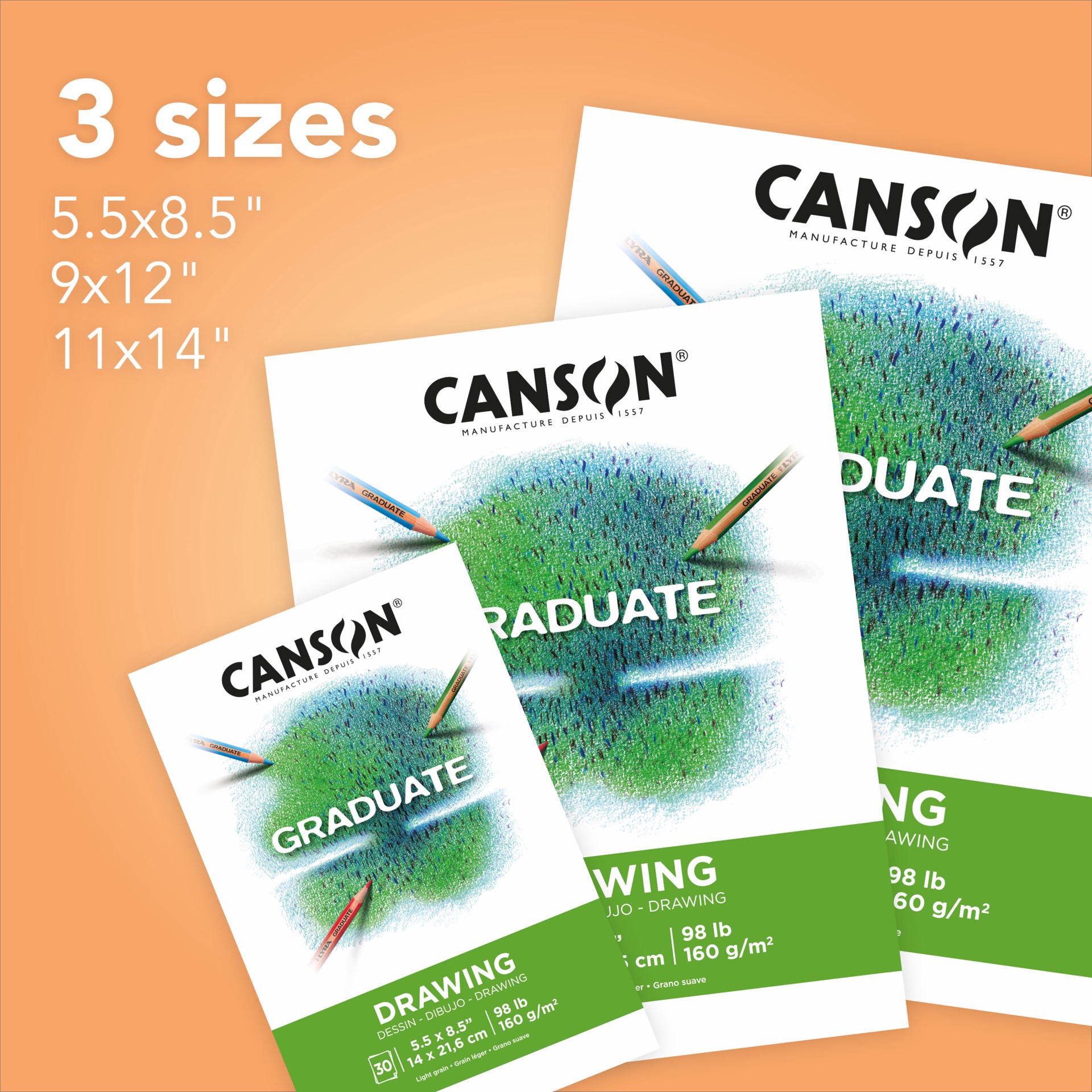 slide 3 of 7, Canson Graduate Drawing Pad, 11 in x 14 in