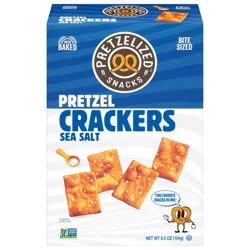 Pretzelized Snacks Oven Baked Pretzel Sea Salt Crackers Bite Sized 6.5 oz