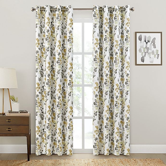 slide 1 of 1, Brookstone Salano Floral Blackout Curtain Panel - Yellow/Grey, 84 in