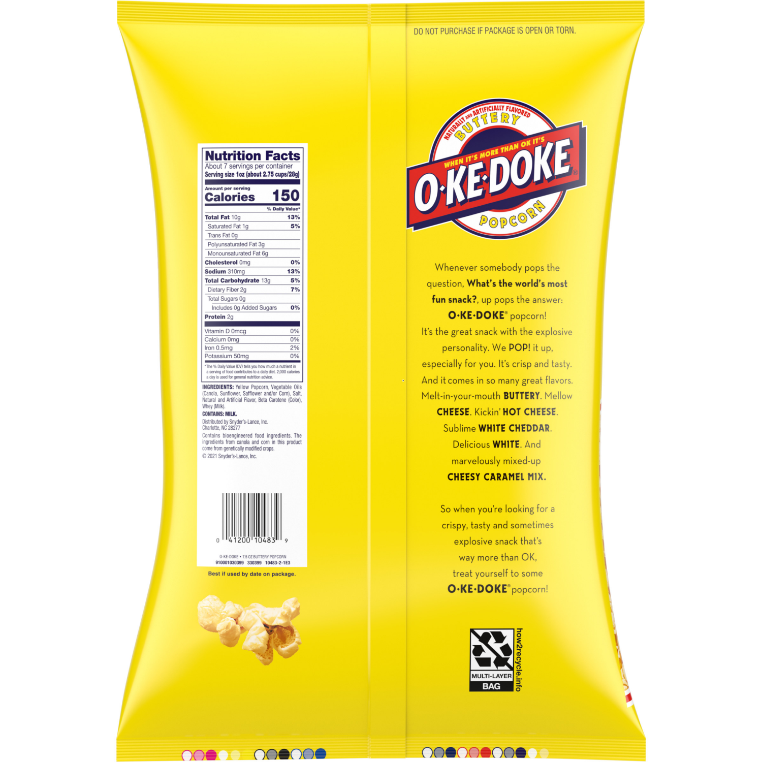 slide 2 of 5, O-Ke-Doke Buttery Popcorn, 7.500 oz