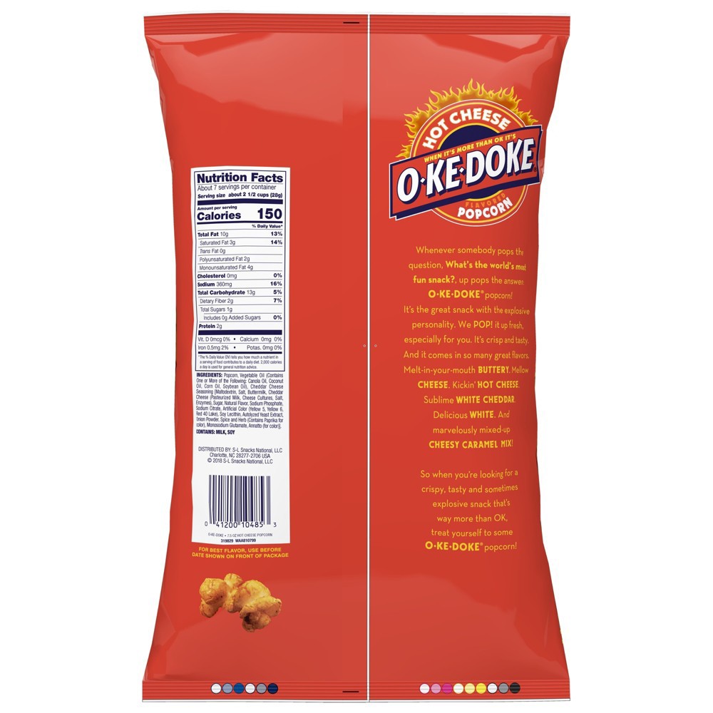 O-Ke-Doke Hot Cheese Popcorn 7.5 Oz | Shipt