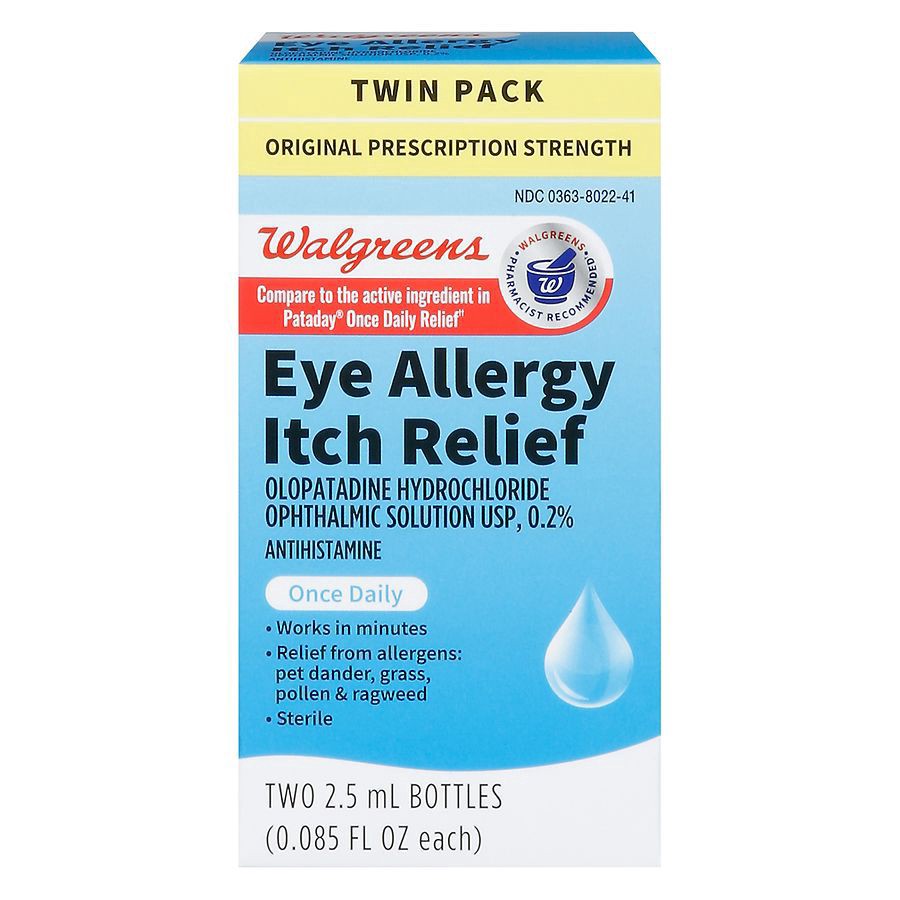 slide 1 of 5, Walgreens Eye Allergy Itch Relief Drops Twin Pack, 2 ct; 0.09 oz