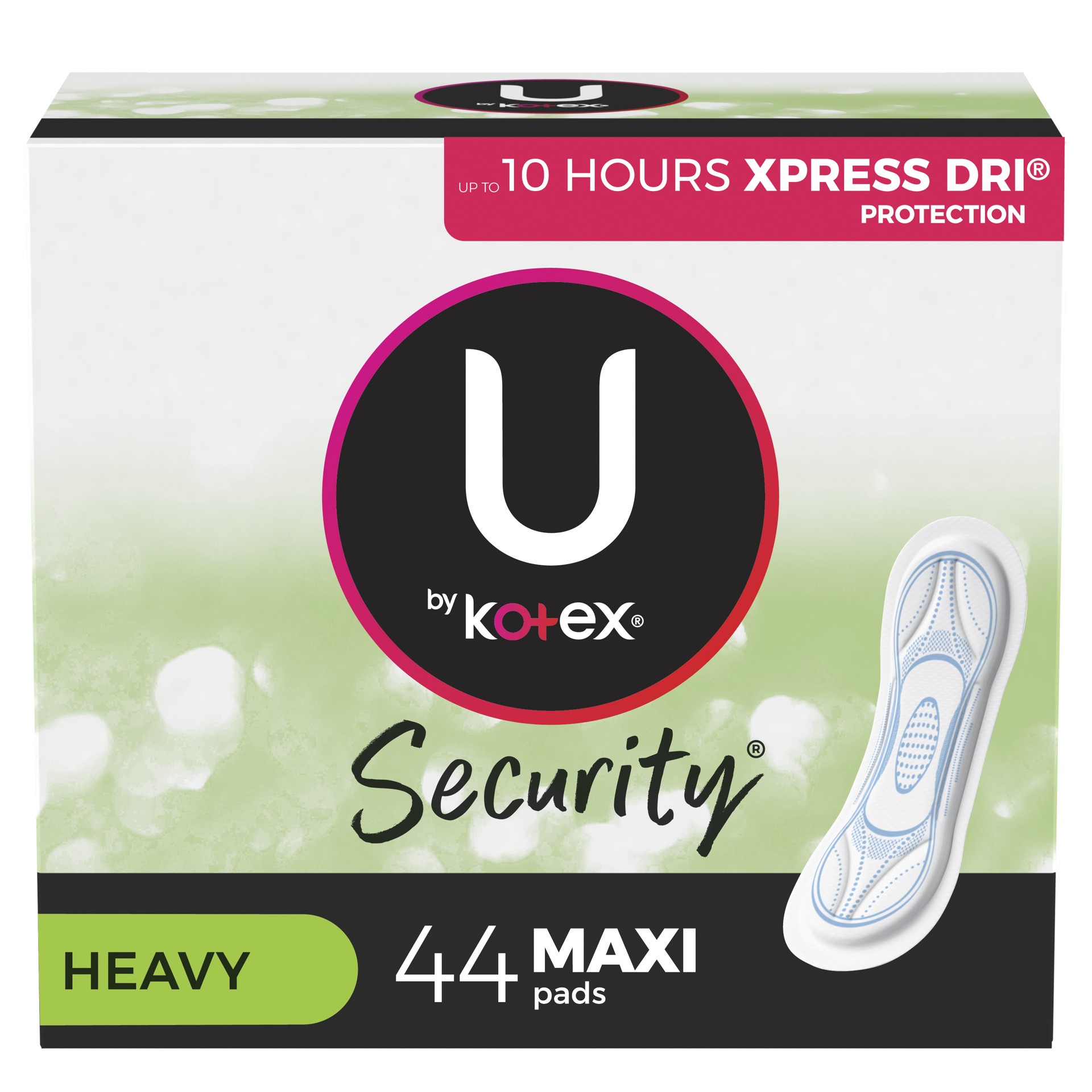 slide 1 of 5, U by Kotex Clean & Secure Maxi Pads, Heavy Absorbency, 44 Count, 44 ct