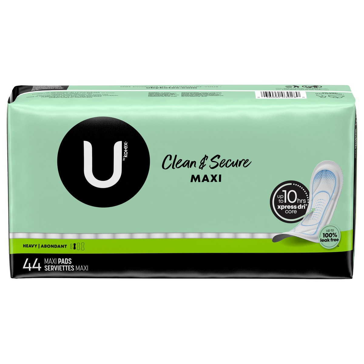 slide 1 of 5, U by Kotex Clean & Secure Maxi Pads, Heavy Absorbency, 44 Count, 44 ct