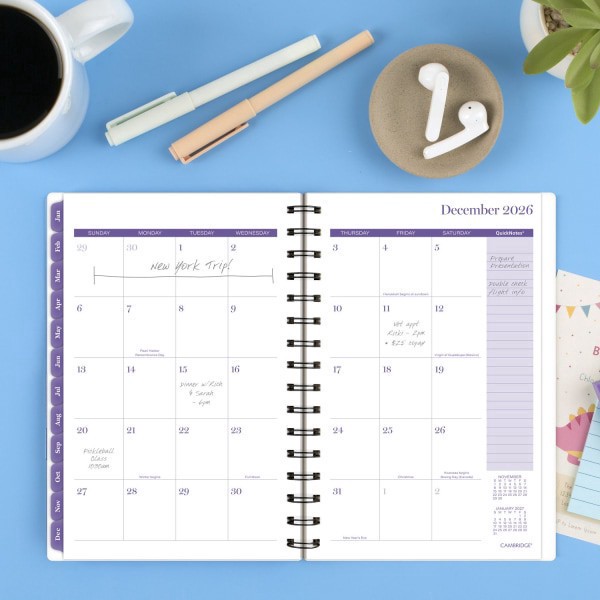 slide 3 of 10, AT-A-GLANCE Cambridge® Mariah 2026 Weekly Monthly Planner, Small, 5 1/2"" x 8 1/2"", 1 ct