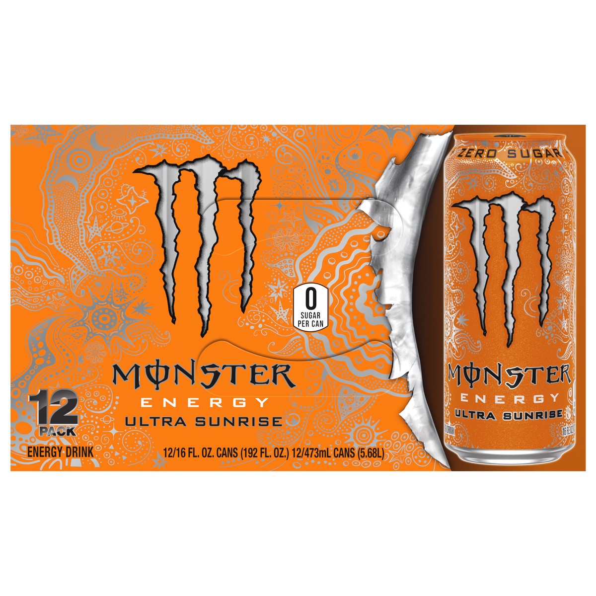 slide 1 of 2, Monster Energy Zero Sugar Ultra Sunrise Energy Drink 12 - 16 fl oz Cans, 12 ct