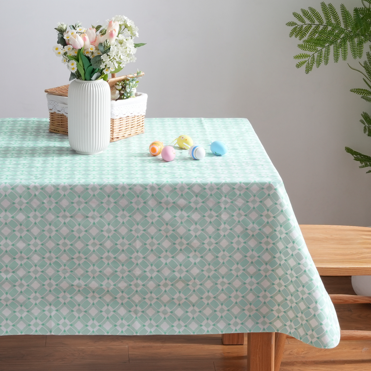 slide 1 of 13, Meijer Corporate Seasonal MCS Easter Green Peva Tablecloth, 60 in x 84 in, 60 inx84 in