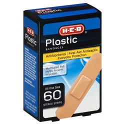H-E-B Plastic Antibacterial Bandages - First Aid Antiseptic