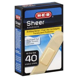 H-E-B Sheer Antibacterial Bandages - First Aid Antiseptic