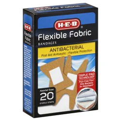 H-E-B Flexible Fabric Antibacterial Bandages - First Aid Antiseptic