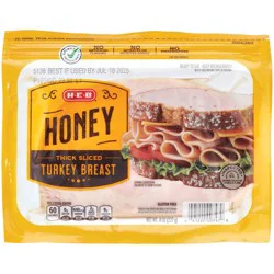 H-E-B Thick Sliced Honey Turkey Breast Lunch Meat