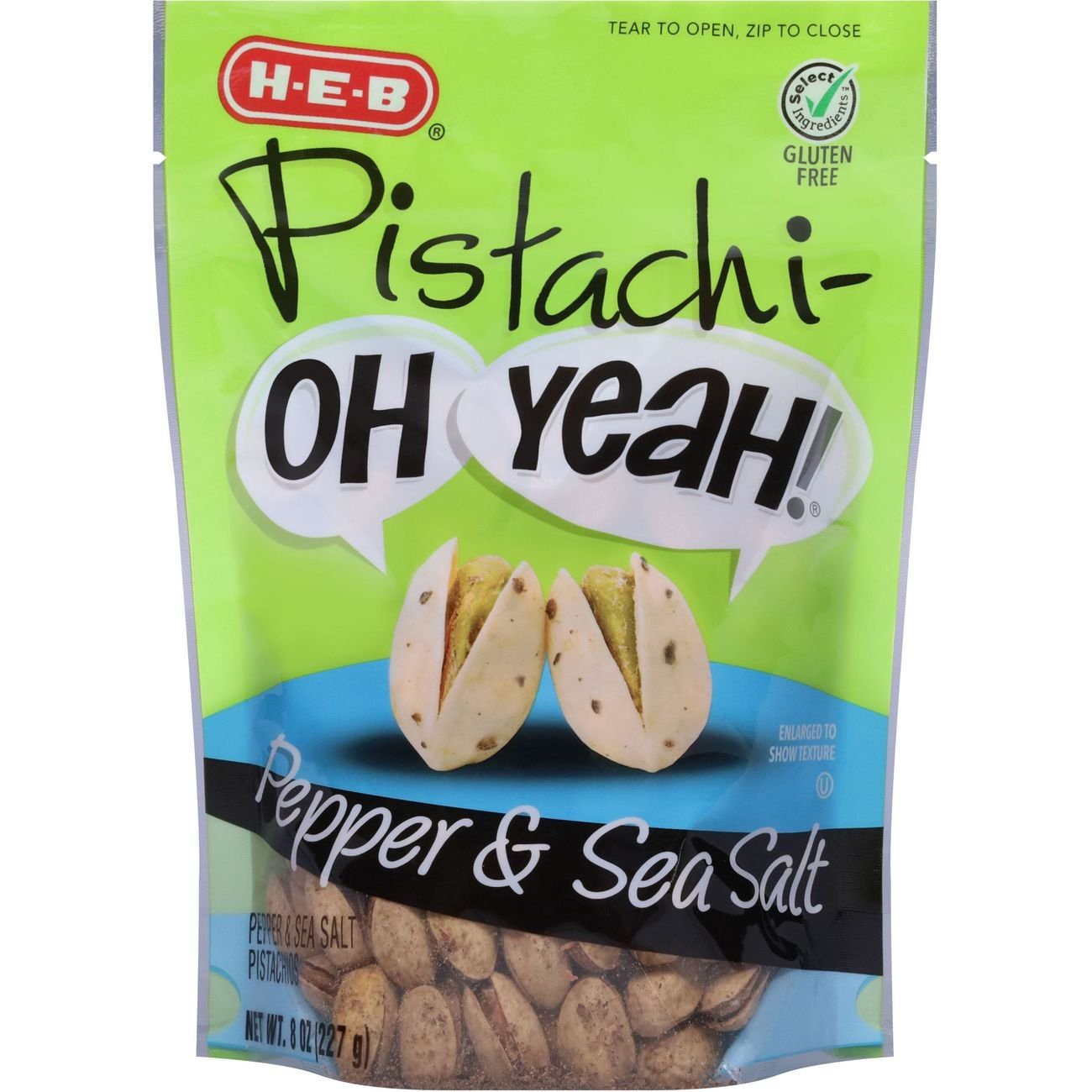 slide 1 of 1, H-E-B Pistachi-OH YEAH! Pistachios - Sea Salt & Pepper, 8 oz