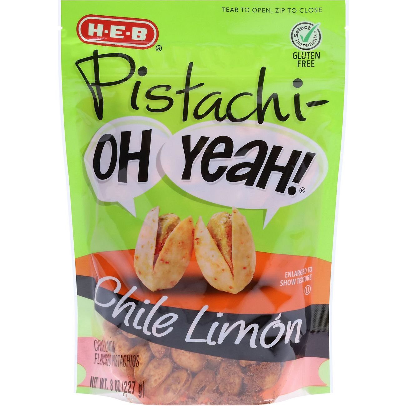 slide 1 of 1, H-E-B Pistachi-OH YEAH! Pistachios - Chile Limón, 8 oz