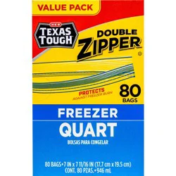 H-E-B Texas Tough Double Zipper Quart Freezer Bags - Value Pack