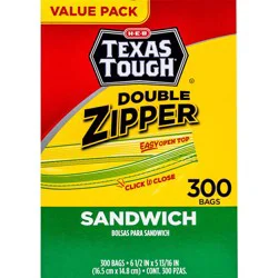 H-E-B Texas Tough Double Zipper Sandwich Bags - Value Pack