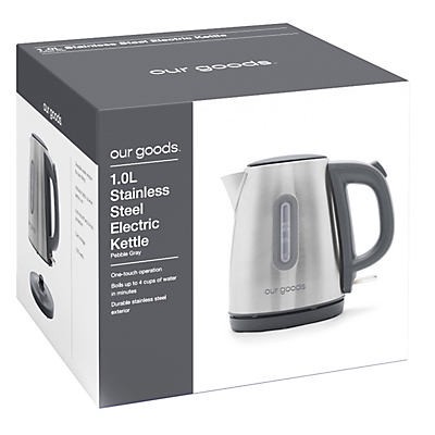 slide 1 of 1, our goods Stainless Steel Water Kettle - Pebble Gray, 1 liter
