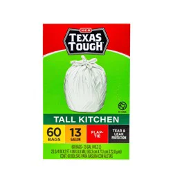 H-E-B Texas Tough Tall Kitchen Flap Tie Trash Bags, 13 Gallon