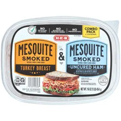 H-E-B Mesquite-Smoked Turkey Breast & Ham Lunch Meat - Combo Pack