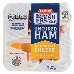 H-E-B Ready, Fresh, Go! Snack Tray - Uncured Ham & Mild Cheddar Cheese