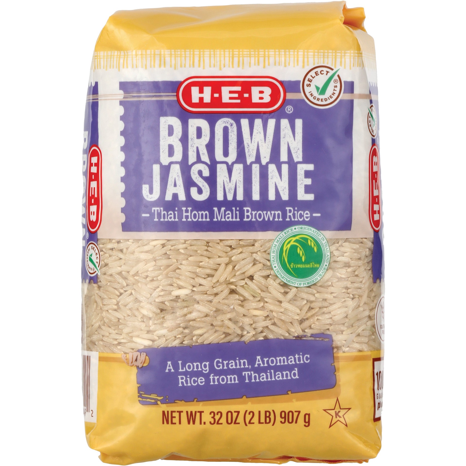 slide 1 of 1, H-E-B Long Grain Brown Jasmine Rice, 2 lb