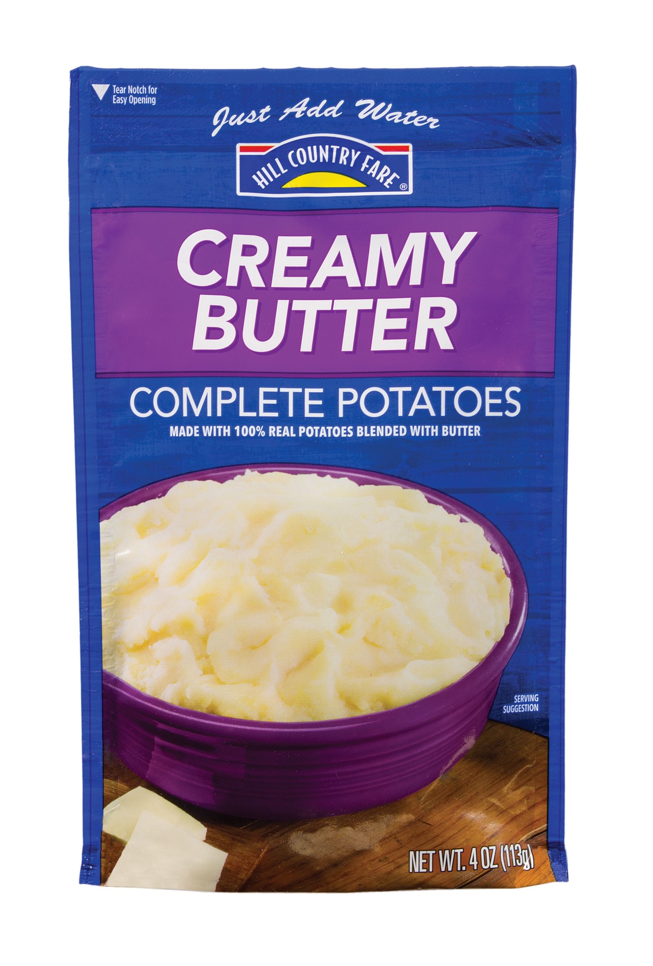 slide 1 of 1, Hill Country Fare Buttery Homestyle Complete Potatoes, 4 oz
