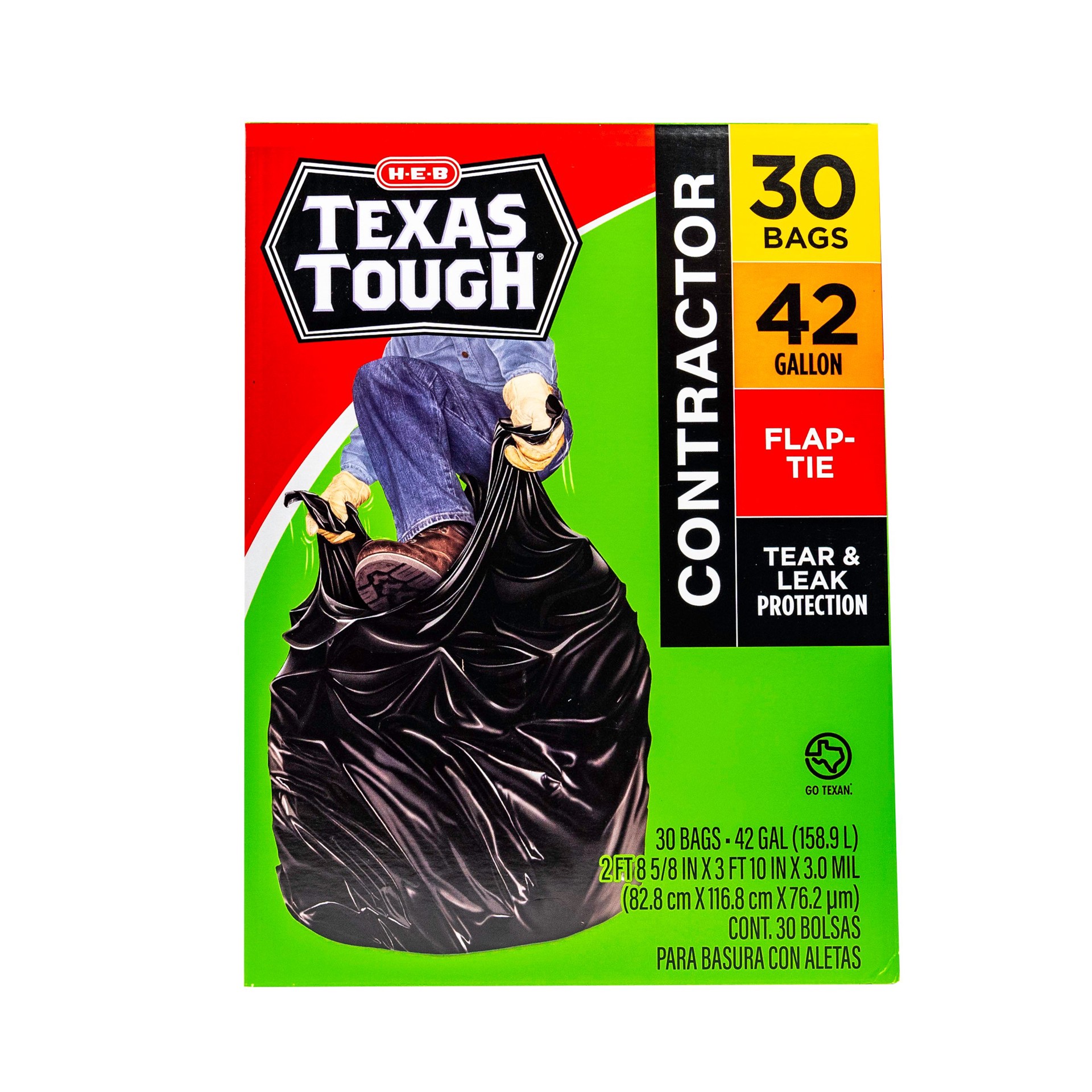 slide 1 of 1, H-E-B Texas Tough Contractor Trash Bags, 42 Gallon, 30 ct