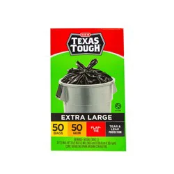 H-E-B Texas Tough Extra Large Trash Bags, 50 Gallon