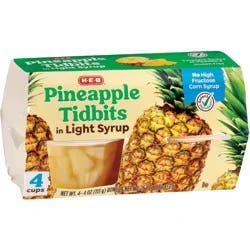 H-E-B Pineapple Tidbits Cups – Light Syrup