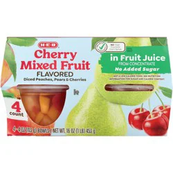 H-E-B Cherry Mixed Fruit in Fruit Juice Snack Bowls