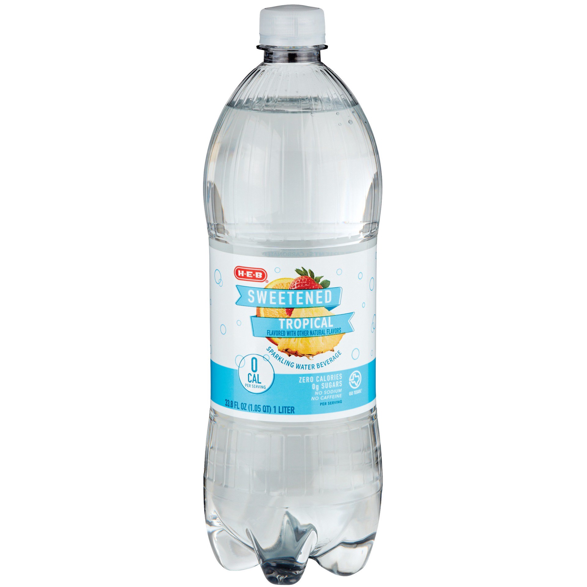 slide 1 of 1, H-E-B Sweetened Tropical Fruit Sparkling Water Beverage, 1 liter