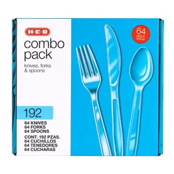 H-E-B Plastic Knives, Forks & Spoons Combo Pack - Clear