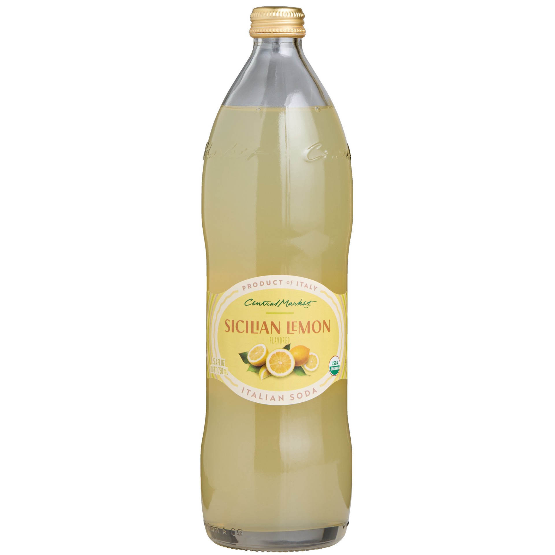 slide 1 of 1, Central Market Sicilian Lemon Organic Italian Soda, 25.4 oz