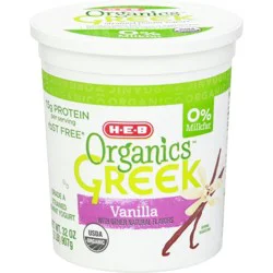 H-E-B Organics 15g Protein Nonfat Greek Yogurt - Vanilla