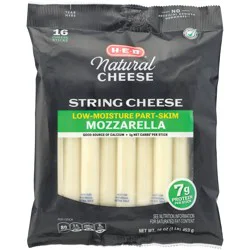 H-E-B Low Moisture Part-Skim Mozzarella String Cheese, 16 ct