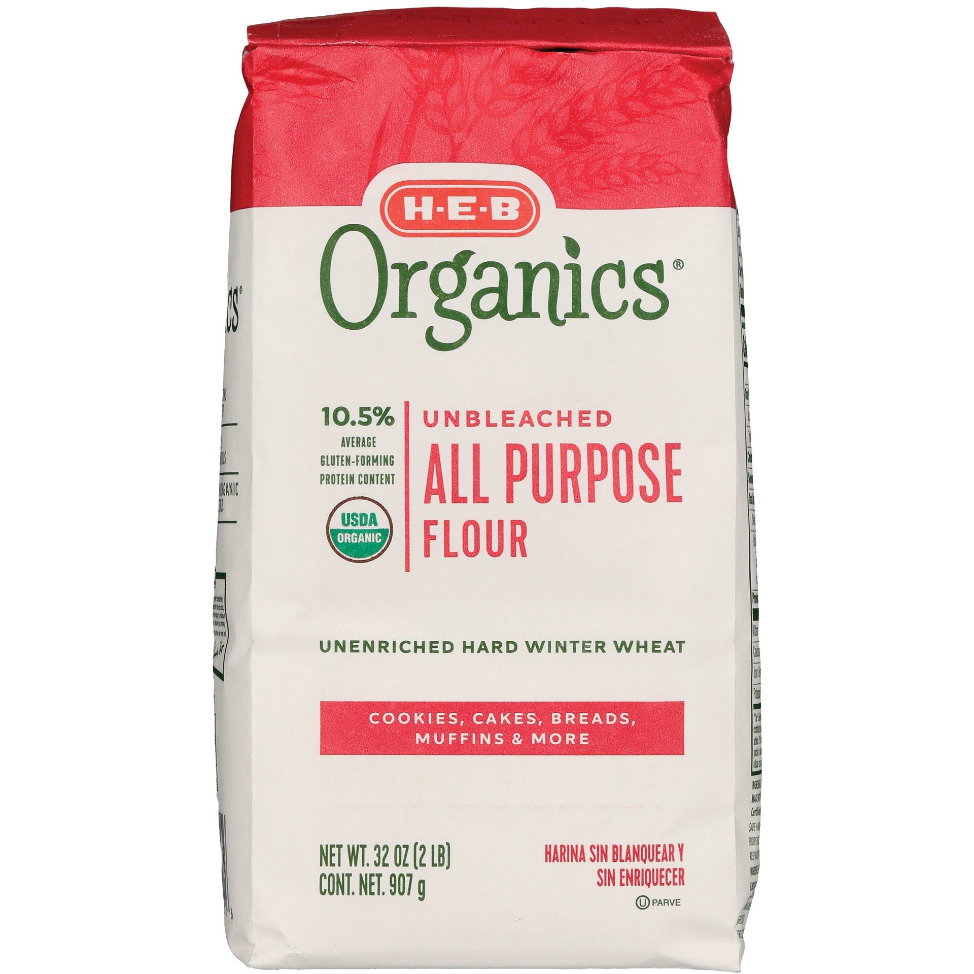 slide 1 of 1, H-E-B Organics Unbleached All Purpose Flour, 2 lb