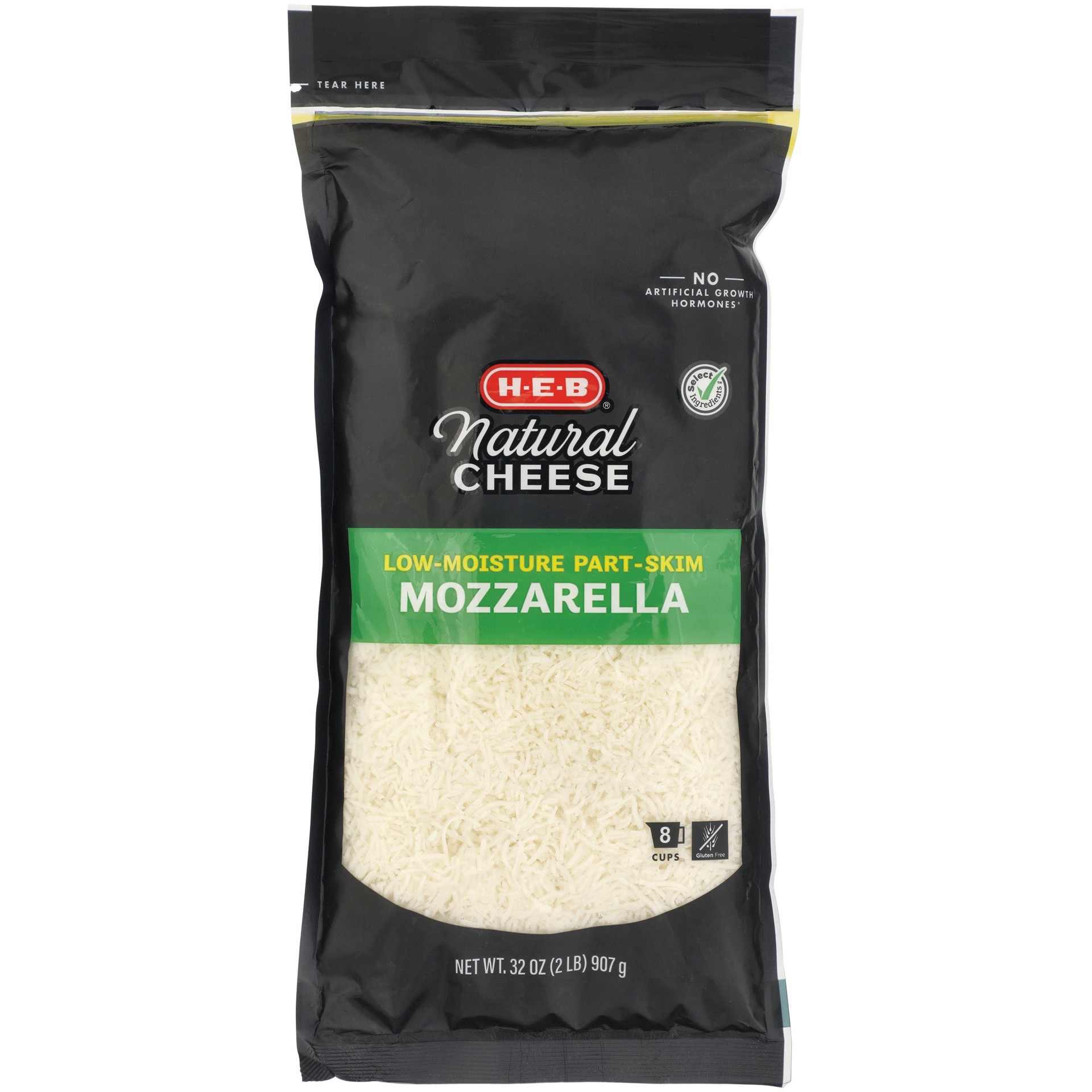 slide 1 of 1, H-E-B Low Moisture Part-Skim Mozzarella Shredded Cheese, 32 oz